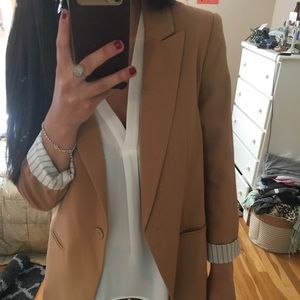 Forever 21 Tan Blazer with Striped Cuff